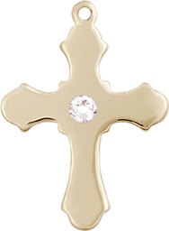 [6036GF1-STN4] 14kt Gold Filled Cross Medal with a 3mm Crystal Swarovski stone