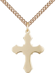 [6036GF1/24GF] 14kt Gold Filled Cross Pendant on a 24 inch Gold Filled Heavy Curb chain