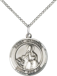 [8032RDSS/18SS] Sterling Silver Saint Dymphna Pendant on a 18 inch Sterling Silver Light Curb chain