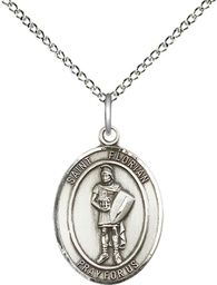 [8034SS/18SS] Sterling Silver Saint Florian Pendant on a 18 inch Sterling Silver Light Curb chain