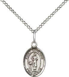 [9038SS/18SS] Sterling Silver Saint Genesius of Rome Pendant on a 18 inch Sterling Silver Light Curb chain