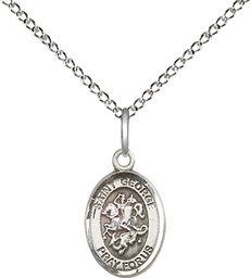 [9040SS/18SS] Sterling Silver Saint George Pendant on a 18 inch Sterling Silver Light Curb chain