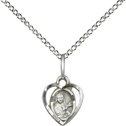 [5409SS/18SS] Sterling Silver Saint Theresa Pendant on a 18 inch Sterling Silver Light Curb chain