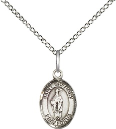 [9048SS/18SS] Sterling Silver Saint Gregory the Great Pendant on a 18 inch Sterling Silver Light Curb chain