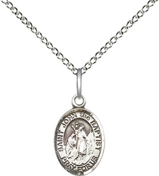 [9054SS/18SS] Sterling Silver Saint John the Baptist Pendant on a 18 inch Sterling Silver Light Curb chain