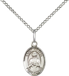[9061SS/18SS] Sterling Silver Saint Kateri Pendant on a 18 inch Sterling Silver Light Curb chain