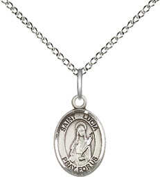 [9065SS/18SS] Sterling Silver Saint Lucia of Syracuse Pendant on a 18 inch Sterling Silver Light Curb chain