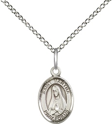 [9075SS/18SS] Sterling Silver Saint Martha Pendant on a 18 inch Sterling Silver Light Curb chain