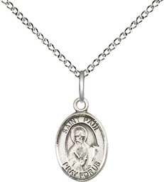 [9086SS/18SS] Sterling Silver Saint Paul the Apostle Pendant on a 18 inch Sterling Silver Light Curb chain