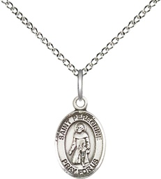 [9088SS/18SS] Sterling Silver Saint Peregrine Laziosi Pendant on a 18 inch Sterling Silver Light Curb chain
