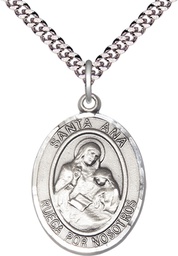 [7002SPSS/24S] Sterling Silver Santa Ana Pendant on a 24 inch Light Rhodium Heavy Curb chain