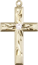 [5924GF-STN4] 14kt Gold Filled Cross Medal with a 3mm Crystal Swarovski stone