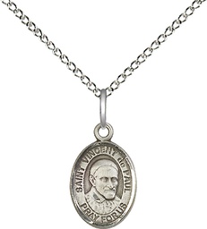 [9134SS/18SS] Sterling Silver Saint Vincent de Paul Pendant on a 18 inch Sterling Silver Light Curb chain
