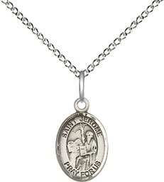 [9135SS/18SS] Sterling Silver Saint Jerome Pendant on a 18 inch Sterling Silver Light Curb chain