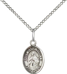 [9208SS/18SS] Sterling Silver Saint Maria Goretti Pendant on a 18 inch Sterling Silver Light Curb chain
