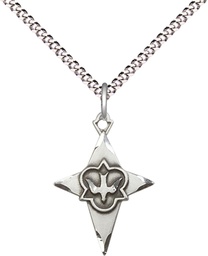 [5928SS/18S] Sterling Silver Cross Pendant on a 18 inch Light Rhodium Light Curb chain