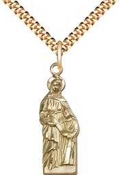 [5932GF/24G] 14kt Gold Filled Saint Ann Pendant on a 24 inch Gold Plate Heavy Curb chain