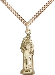 [5933GF/24GF] 14kt Gold Filled Saint Anthony Pendant on a 24 inch Gold Filled Heavy Curb chain