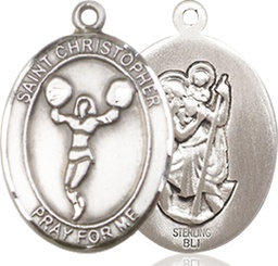 [8140SS] Sterling Silver Saint Christopher Cheerleading Medal