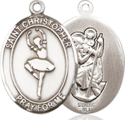 [8143SS] Sterling Silver Saint Christopher Dance Medal