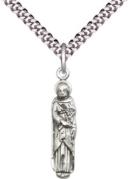 [5937SS/24S] Sterling Silver Saint Joseph Pendant on a 24 inch Light Rhodium Heavy Curb chain