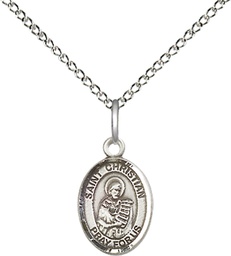 [9257SS/18SS] Sterling Silver Saint Christian Demosthenes Pendant on a 18 inch Sterling Silver Light Curb chain