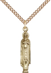[5939GF/24GF] 14kt Gold Filled Madonna &amp; Child Pendant on a 24 inch Gold Filled Heavy Curb chain