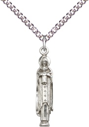 [5939SS/24SS] Sterling Silver Madonna &amp; Child Pendant on a 24 inch Sterling Silver Heavy Curb chain
