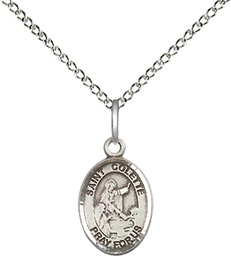 [9268SS/18SS] Sterling Silver Saint Colette Pendant on a 18 inch Sterling Silver Light Curb chain