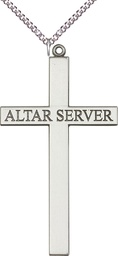[5952SS/24SS] Sterling Silver Alter Server Cross Pendant on a 24 inch Sterling Silver Heavy Curb chain