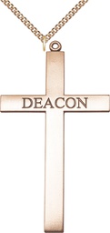 [5953GF/24GF] 14kt Gold Filled Deacon Cross Pendant on a 24 inch Gold Filled Heavy Curb chain