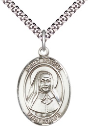 [7064SS/24S] Sterling Silver Saint Louise de Marillac Pendant on a 24 inch Light Rhodium Heavy Curb chain