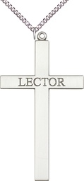 [5956SS/24SS] Sterling Silver Lector Cross Pendant on a 24 inch Sterling Silver Heavy Curb chain