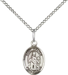 [9285SS/18SS] Sterling Silver Saint Walter of Pontnoise Pendant on a 18 inch Sterling Silver Light Curb chain