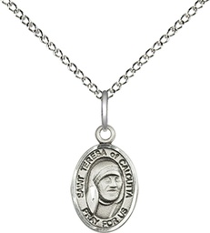 [9295SS/18SS] Sterling Silver Saint Teresa of Calcutta Pendant on a 18 inch Sterling Silver Light Curb chain