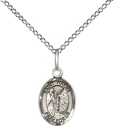 [9298SS/18SS] Sterling Silver Saint Fiacre Pendant on a 18 inch Sterling Silver Light Curb chain