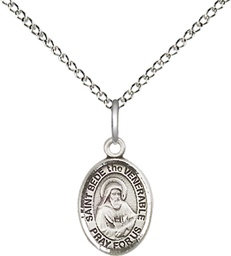[9302SS/18SS] Sterling Silver Saint Bede the Venerable Pendant on a 18 inch Sterling Silver Light Curb chain