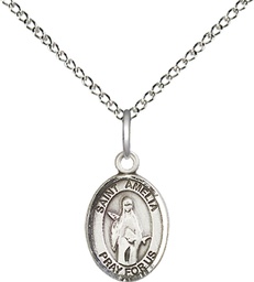 [9313SS/18SS] Sterling Silver Saint Amelia Pendant on a 18 inch Sterling Silver Light Curb chain