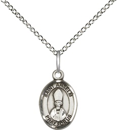[9342SS/18SS] Sterling Silver Saint Anselm of Canterbury Pendant on a 18 inch Sterling Silver Light Curb chain