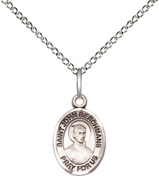 [9370SS/18SS] Sterling Silver Saint John Berchmans Pendant on a 18 inch Sterling Silver Light Curb chain