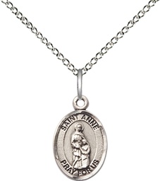 [9374SS/18SS] Sterling Silver Saint Anne Pendant on a 18 inch Sterling Silver Light Curb chain