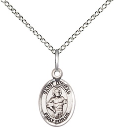 [9418SS/18SS] Sterling Silver Saint Dismas Pendant on a 18 inch Sterling Silver Light Curb chain