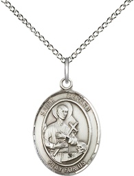 [8042SS/18SS] Sterling Silver Saint Gerard Majella Pendant on a 18 inch Sterling Silver Light Curb chain