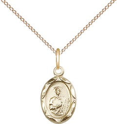 [0301JGF/18GF] 14kt Gold Filled Saint Jude Pendant on a 18 inch Gold Filled Light Curb chain