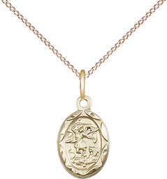 [0301RGF/18GF] 14kt Gold Filled Saint Michael the Archangel Pendant on a 18 inch Gold Filled Light Curb chain