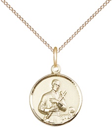 [0601GGF/18GF] 14kt Gold Filled Saint Gerard Pendant on a 18 inch Gold Filled Light Curb chain