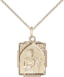 [0804JGF/18GF] 14kt Gold Filled Saint Jude Pendant on a 18 inch Gold Filled Light Curb chain