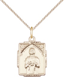 [0804KAGF/18GF] 14kt Gold Filled Saint Kateri Tekakwitha Pendant on a 18 inch Gold Filled Light Curb chain