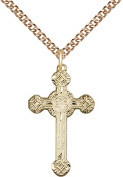 [6006GF/24GF] 14kt Gold Filled Cross Pendant on a 24 inch Gold Filled Heavy Curb chain