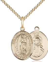 [8206GF/18G] 14kt Gold Filled Our Lady of Guadalupe Pendant on a 18 inch Gold Plate Light Curb chain